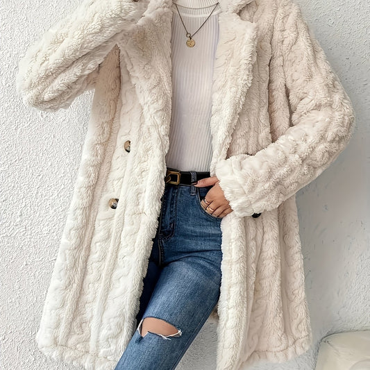 [S-3XL]2025 Nowy pluszowy, ciepły, dwurzędowy wełniany płaszcz