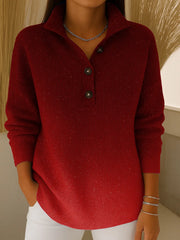 Damski kardigan z długim rękawem i kołnierzykiem w gradientowym wzorze, luźny, dzianinowy, zdobiony cekinami