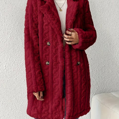 [S-3XL]2025 Nowy pluszowy, ciepły, dwurzędowy wełniany płaszcz