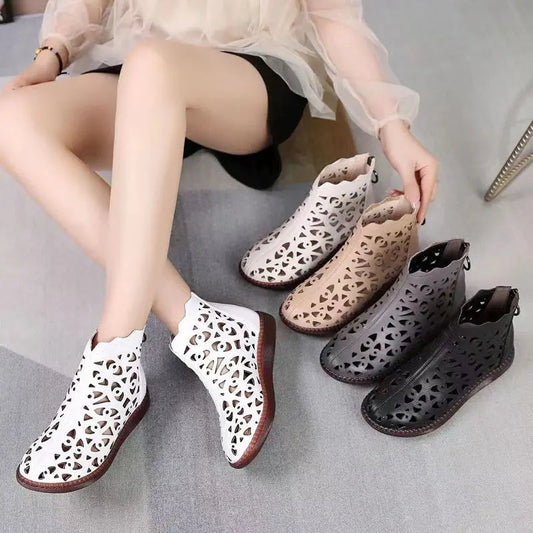 Buty retro z okrągłymi noskami i pustymi noskami (zamek z tyłu)