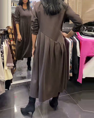 Sukienka casualowa z okrągłym dekoltem, jednolity kolor