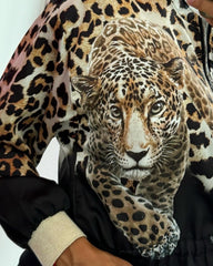 Leopard unikalny druk zamek błyskawiczny sznurka bombowa kurtka bombowa