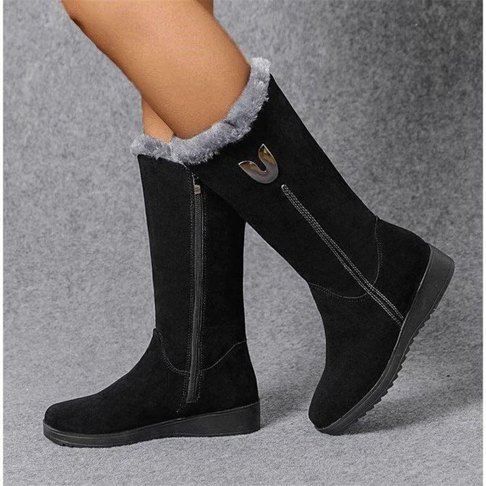 Damskie buty zimowe do połowy łydki, ciepłe, wyściełane śniegowce