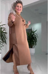 Damska, luźna, skórzana, patchworkowa sukienka z kieszeniami