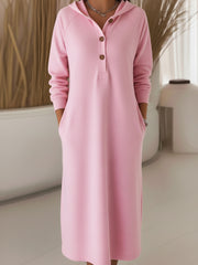 Damska luźna bluza z kapturem i guzikami