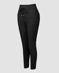 Obcisłe spodnie z podszewką z polaru i sznurkiem w talii