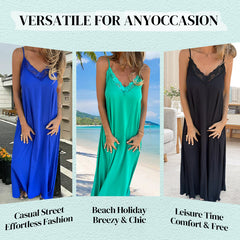 🌸SPRING Specials💐 Eleganckie koronkowe wykończenie damskie Sukienka Spaghetti Spaghetti Sukienka Maxi