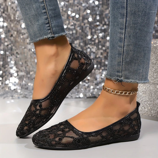 Elegancki koronkowy oddychający poślizg na sandałach ortopedycznych