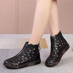 Buty retro z okrągłymi noskami i pustymi noskami (zamek z tyłu)