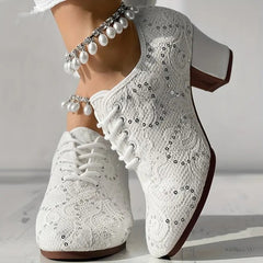 Zamknięte koronkowe obcasy taneczne łacińskie