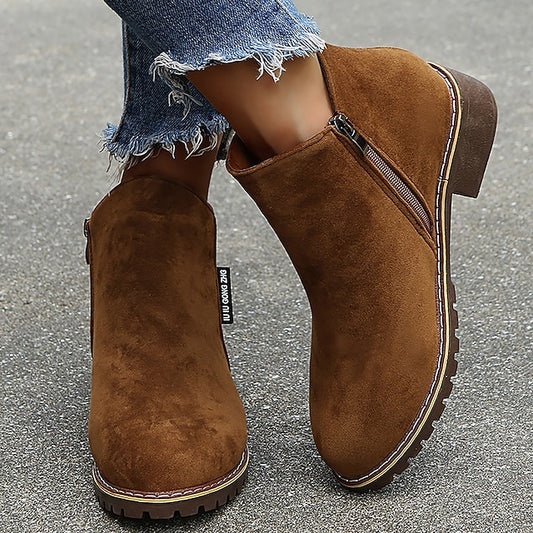 Damskie Botki Buty zamszowe Kozaki na obcasie w dużych rozmiarach Praca na zewnątrz Codzienny Jednokolorowe botki