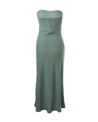 Bez rękawów Ruched Cinched talia Wrap Bandeau Dress Haft Eyelet Slit Asymetryczna sukienka wakacyjna