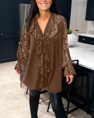 Luźne bluzki w jednolitym kolorze z falbankami