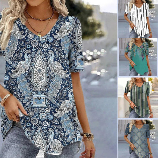 ✔ S-3xl 【2025, nowa moda z krótkimi rękawami i dekoltem w szpic