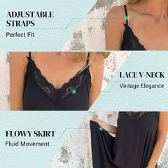 🌸SPRING Specials💐 Eleganckie koronkowe wykończenie damskie Sukienka Spaghetti Spaghetti Sukienka Maxi