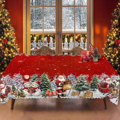 Obrus świąteczny premium – uroczy motyw Świętego Mikołaja i renifera na radosne chwile z rodziną