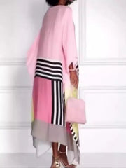 Kaftan w różowe cukierkowe paski
