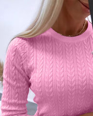 Sweter z dzianiny o luźnym kroju, z okrągłym dekoltem i zamkiem błyskawicznym. Top o dopasowanym kroju