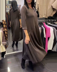 Sukienka casualowa z okrągłym dekoltem, jednolity kolor