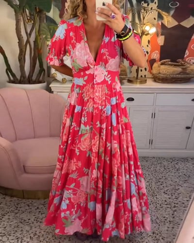 💃 Przytulna sukienka Maxi z dekoltem w stylu v