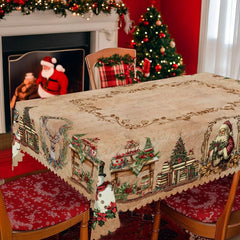Obrus świąteczny premium – uroczy motyw Świętego Mikołaja i renifera na radosne chwile z rodziną