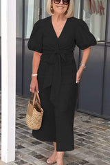 Eleganckie bawełniane i lniane sukienki damskie z kokardą i paskiem