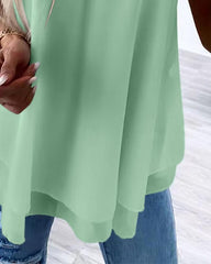 Koszulka bez rękawów z kontrastowego, koronkowego szyfonu i wzorem w serca