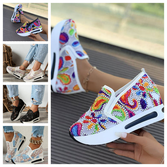 Damskie buty casualowe z siateczki, oddychające, z grubą podeszwą