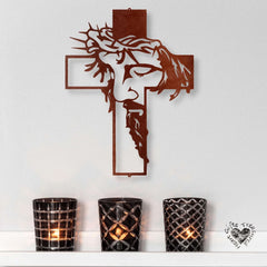 NA SPRZEDAŻ🔥Jezus Krzyż Metalowy Znak Chrystus Dekoracja ścienna
