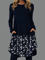 💖S-5XL Stroje wyjściowe dla kobiet Casual Fashion Sukienka z nadrukiem Okrągły dekolt Sukienka z długim rękawem Sukienki jesienne