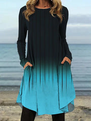 💖S-5XL Stroje wyjściowe dla kobiet Casual Fashion Sukienka z nadrukiem Okrągły dekolt Sukienka z długim rękawem Sukienki jesienne