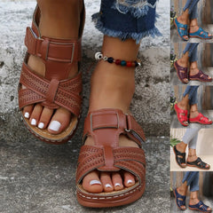 Wysokiej jakości skórzane sandały damskie w stylu vintage