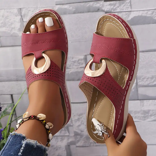 Swobodny oddychanie kobiet na sandałach platformowych ortopedycznych