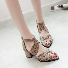 Nowe damskie buty na wysokim obcasie w stylu boho