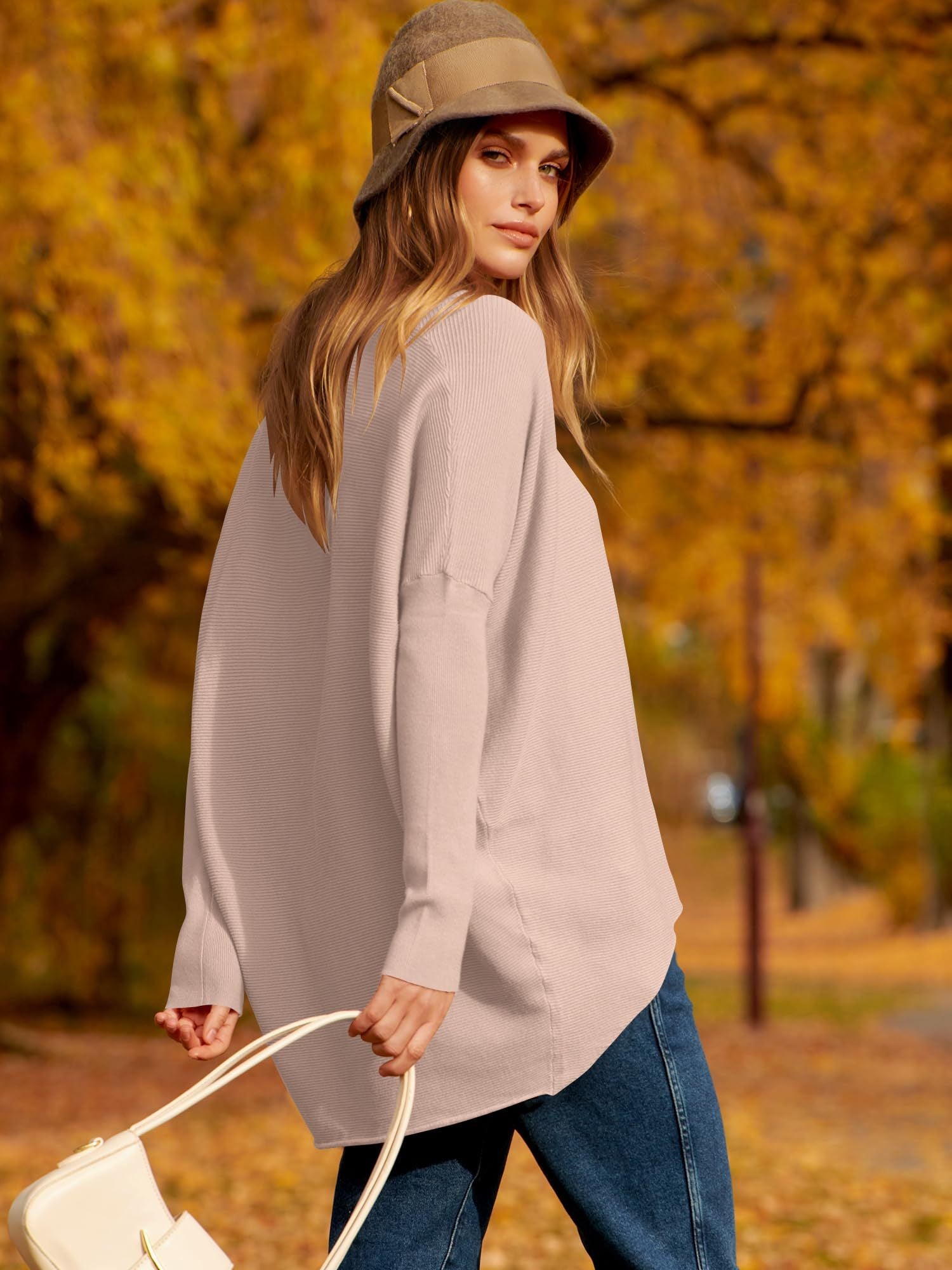 ✨Gorąca wyprzedaż 49% ZNIŻKI⭐Damski, nieregularny, oversize&#39;owy sweter z rękawami nietoperzowymi