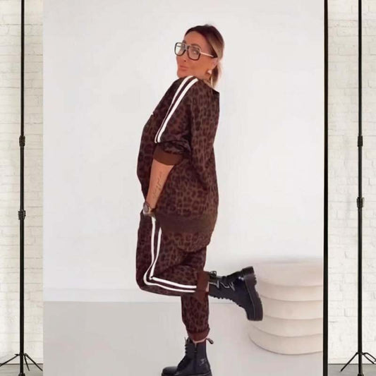 💜Ostatni dzień promocji - 50% zniżki 💜 Elegancki komplet damski ze wzorem w panterkę