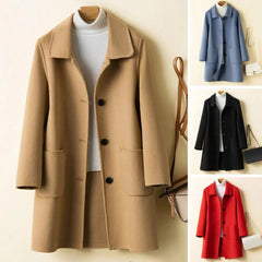 Ravikna | Jednolity kolor, długi rękaw, wełniany płaszcz