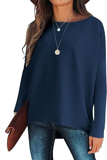 ✨Gorąca wyprzedaż 49% ZNIŻKI⭐Damski, nieregularny, oversize&#39;owy sweter z rękawami nietoperzowymi