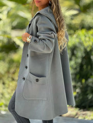 Damski guzik z kapturem swobodny swetra