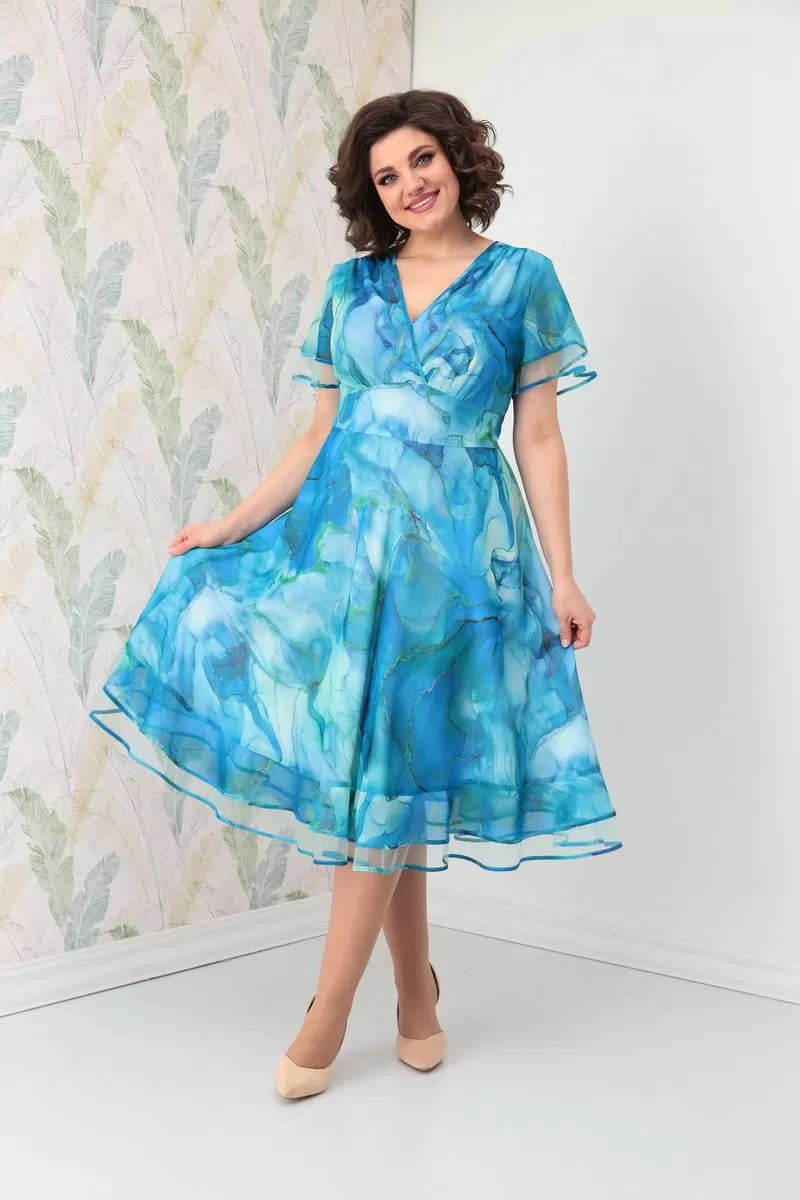 [S-5XL]2025 nowa elegancka sukienka z szyfonu w kształcie fal💙
