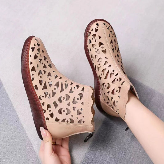 Buty retro z okrągłymi noskami i pustymi noskami (zamek z tyłu)