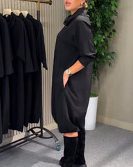 Modna damska sukienka z dekoltem typu cowl