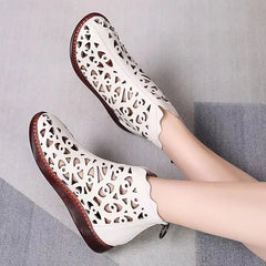 Buty retro z okrągłymi noskami i pustymi noskami (zamek z tyłu)