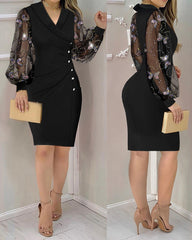 Brokatowa, przezroczysta siatkowa naszywka z odkrytymi ramionami, marszczona obcisła mini sukienka, seksowna sukienka z kryształkami