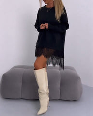 Sweter z odkrytymi ramionami w jednolitym kolorze