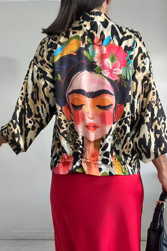 Leopard unikalny druk zamek błyskawiczny sznurka bombowa kurtka bombowa