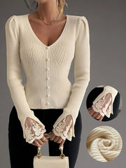 Prążkowana tekstura, miękka i wygodna, idealna do codziennych lub eleganckich strojów, uniwersalny top | Top z przodu zapinany na guziki | Budowlane, damskie dzianiny