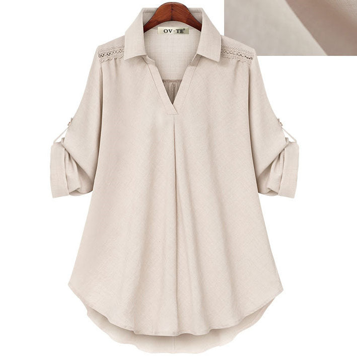 🌸🌿Moda uliczna V-ring dla kvinnor casual, luźna, wygodna koszula⭐