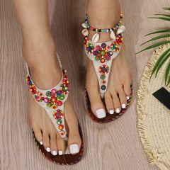 Eleganckie kobiety-chicki z płaski sandały nonestone