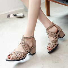 Nowe damskie buty na wysokim obcasie w stylu boho